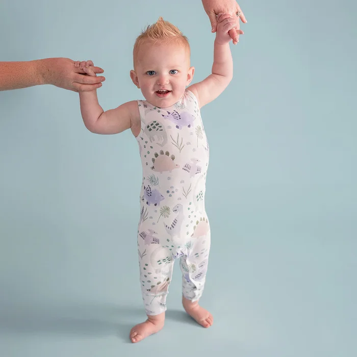 Dinosaur Green Baby Racerback Romper | Milo