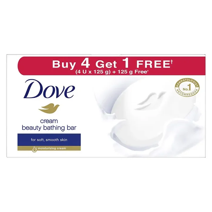 Dove Cream Beauty Bathing Bar (Pack of 5) 125g each For 24 Hour Nourished Skin with Â¼ Moisturising Cream and Nutrient Serum