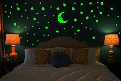 Dreamkraft Galaxy of Stars Radium Glow in The Dark Wall Sticker (Vinyl 25X19x0.8 cm 2 Sheets)