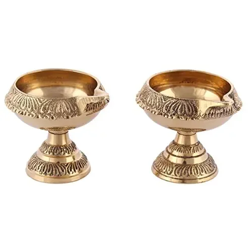 DreamKraft Metal Deepak On Stand Standard Gold.