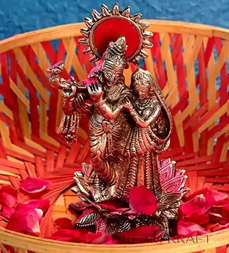 DreamKraft Metal Lord Radha Krishna Idol Standard Silver