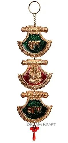 DreamKraft Metal Shubh Labh Toran Hanging for Home Decor Standard Gold