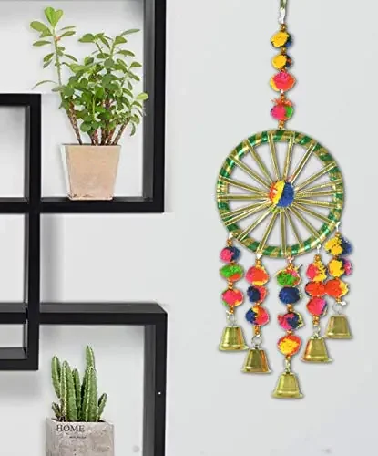 DreamKraft Ring with Poms for Decorative Wall &Gardan (15.5 INCH Multicolour)