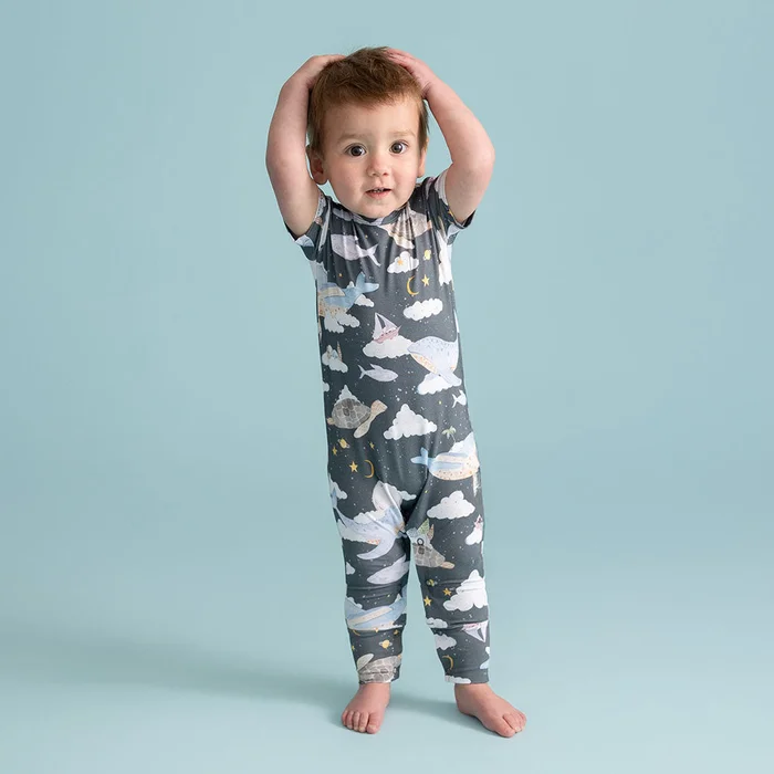 Dreamy Gray Baby Boy Romper | Caspian