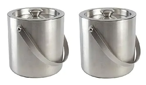 Dynore Stainless Steel Double Wall Ice Bucket 1000 ml- Set of 2