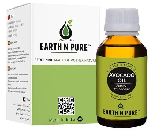 EARTH N PURE Avocado Oil 100% Cold-Pressed Pure & Natural Unrefined Therapeutic Grade Carrier Oil-Supports Deep Tissue Moisturizer for Hair Face And Skin – Rich in Vitamin E and Oleic Acid 50 Ml