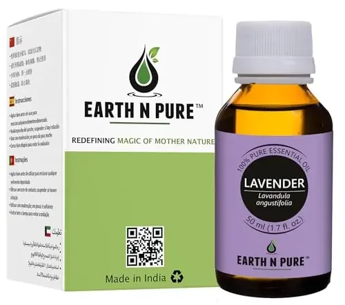 Earth N Pure Lavender Essential Oil 100% Pure Undiluted Natural & Therapeutic Grade with Glass Dropper- Aromatherapy Relaxation Skin Therapy Sleep Stress Relief Meditation Headaches (50 Ml)
