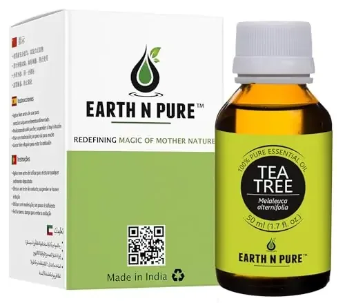 Earth N Pure Tea Tree Essential Oil 100% Pure Undiluted Natural & Therapeutic Grade – Aromatherapy Relaxation Skin Therapy DIY Acne Lice (50 Ml)
