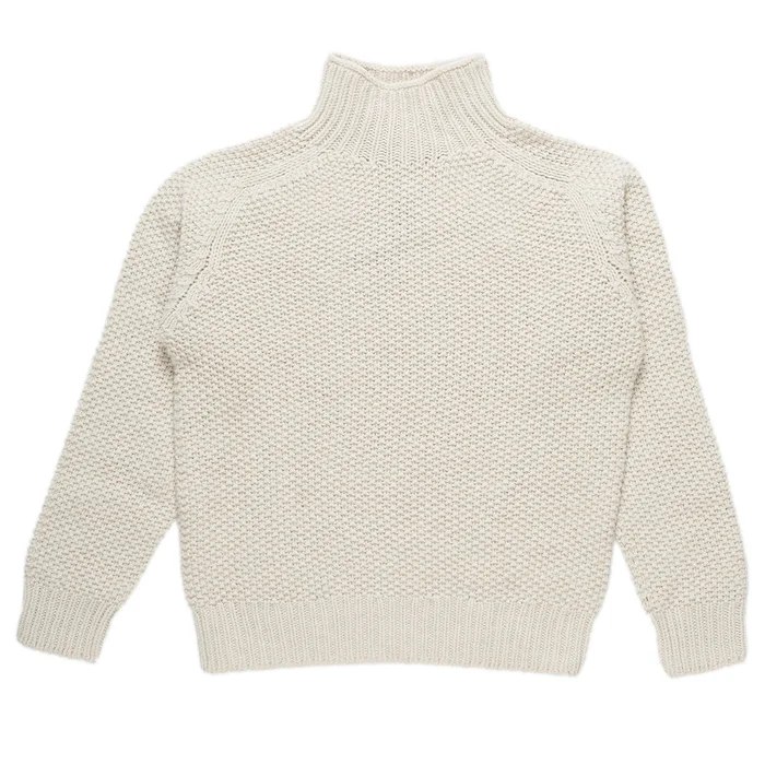 Ecru Moss Stitch Turtleneck Jumper