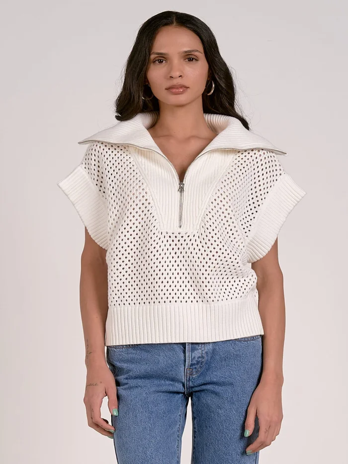 Elan Half Zip Sweater – White