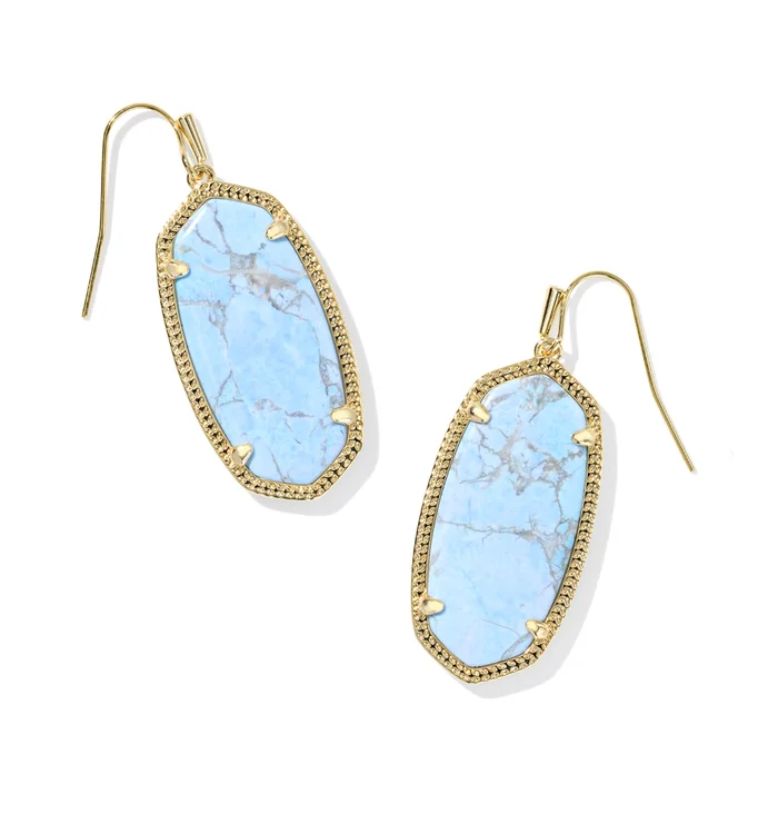 Elle Gold Variegated Light Blue Magnesite Drop Earrings – Kendra Scott