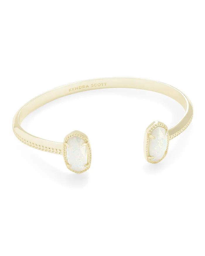 ELTON CUFF BRACELET, GOLD WHITE OPAL