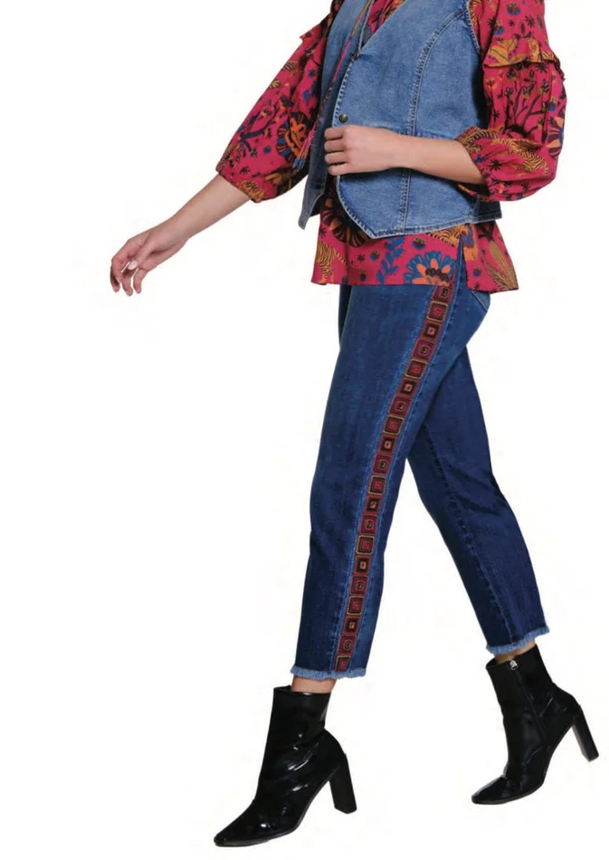 Embroidered Straight Leg Jean