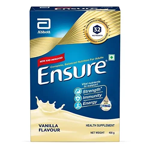 Ensure No 1 Nutritional Supplement Drink in the world 32 nutrients High Protein,Calcium,Vit D, Vanilla 400g/375g, Wt may vary