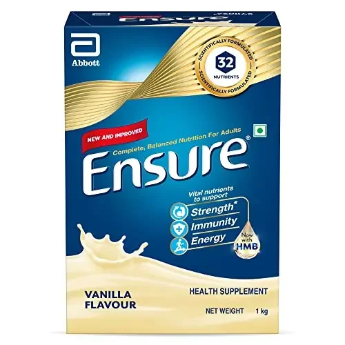 Ensure No 1 Nutritional Supplement Drink in the world, 32 nutrients High Protein,Calcium,Vit D, Vanilla 950g/1kg, Wt may vary, Powder, 1 count, 35 servings
