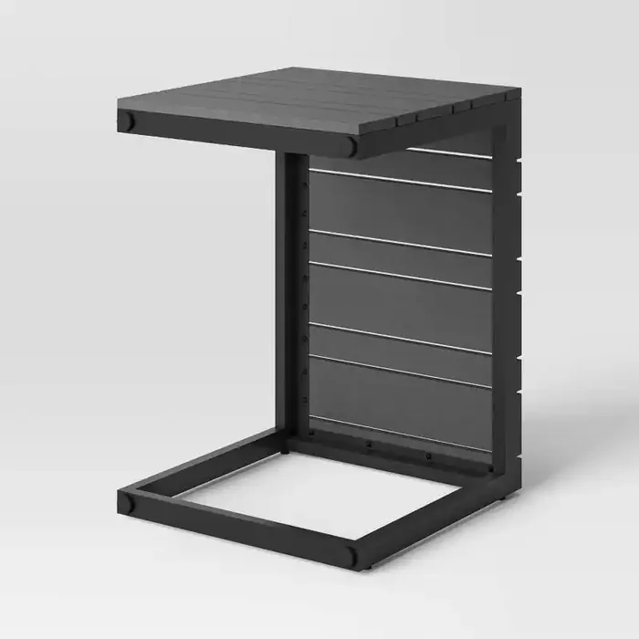 Esker Recycled Resin Rectangle C-Shaped Patio Accent Table Gray – Threshold™