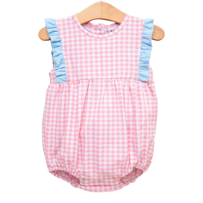Evie Bubble- Pink Gingham and Light Blue by Jellybean by Smock Candy