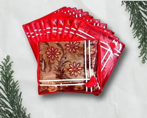 Fashion Bizz Fashion Bizz Red Premium Single Saree Cover 12 Pcs Combo