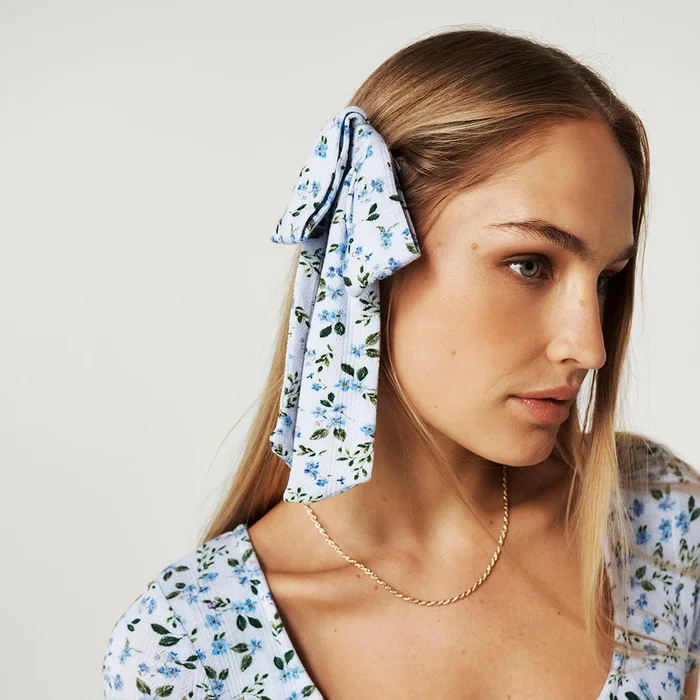 Floral Blue Baby Girl Bows | Bluebell