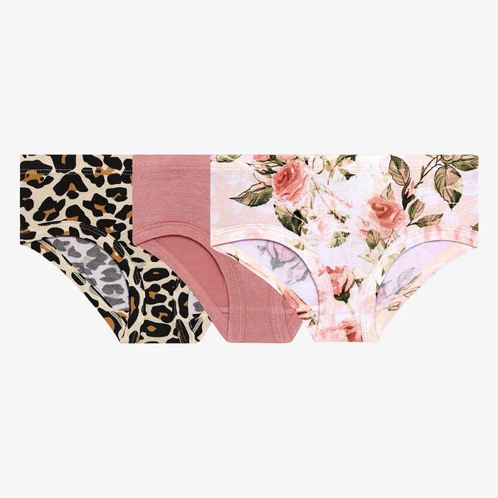 Floral Multi Girls Toddler Briefs Set | Vintage Pink Rose
