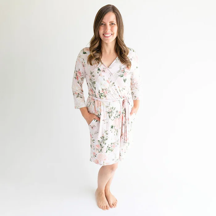 Floral Pink Women’s Maternity Robe | Vintage Pink Rose