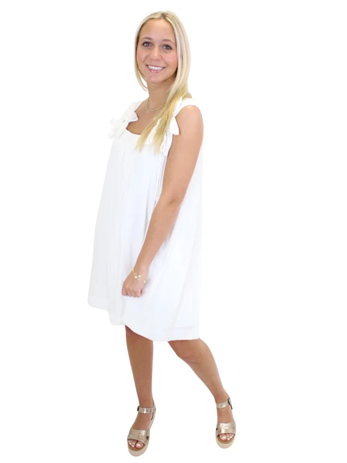 Flower Strap Mini Dress – Off White