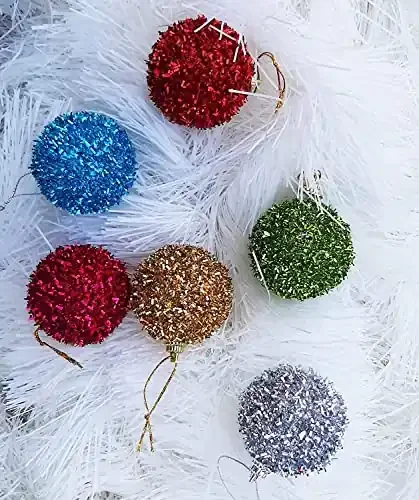 Forty Wings 6 Pcs Multi Gilliter Big Balls Hanging Ornaments Christmas Xmas Tree Decoration for Xmas Christmas Craft