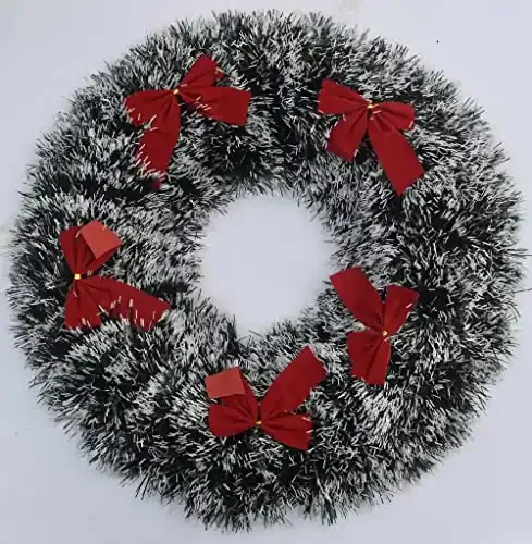 Forty Wings Christmas Xmas Decoration Artificial Snow Tipped Big 18″ Wreath for Wall Hanging Door Hanging Table Centerpiece Holder Home for Christmas