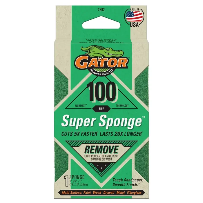 Gator Super Sponge Fine 100-Grit Sanding sponge 3-in x 5-in