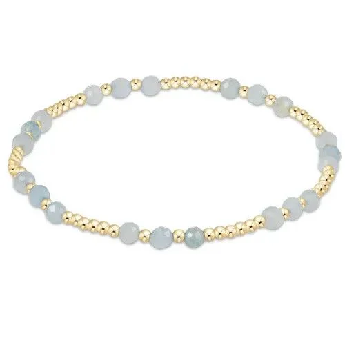 Gemstone Gold Joy Pattern 3mm Bead Bracelet Aquamarine