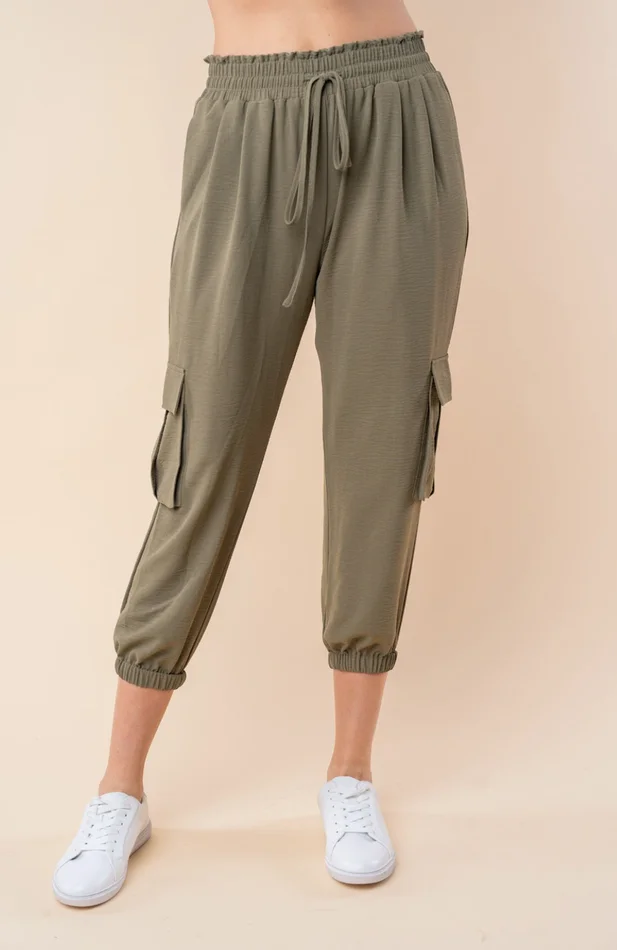 Give It My Best High Waisted Knit Cargo Pants