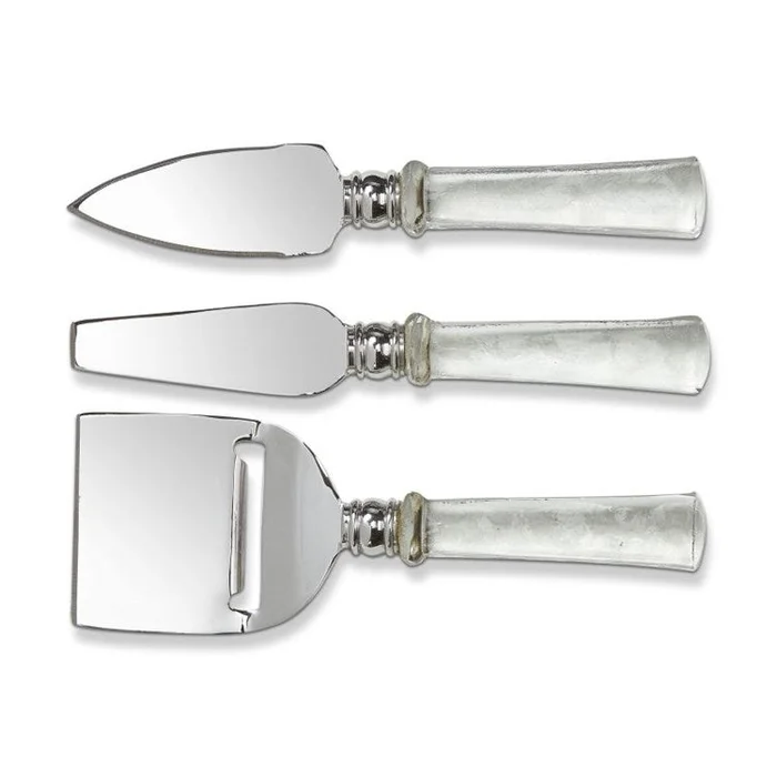 GLASS HANDLE CHEESE UTENSIL GIFT SET