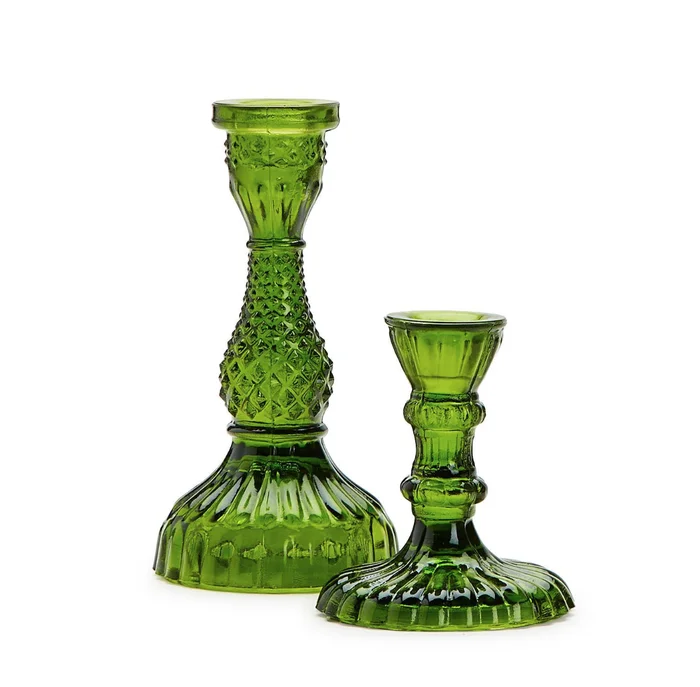 Green Glass Candlestick