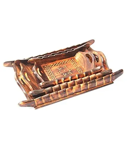 Handicrafts Brown Wooden Decorative Tray Set – 3 Pcs