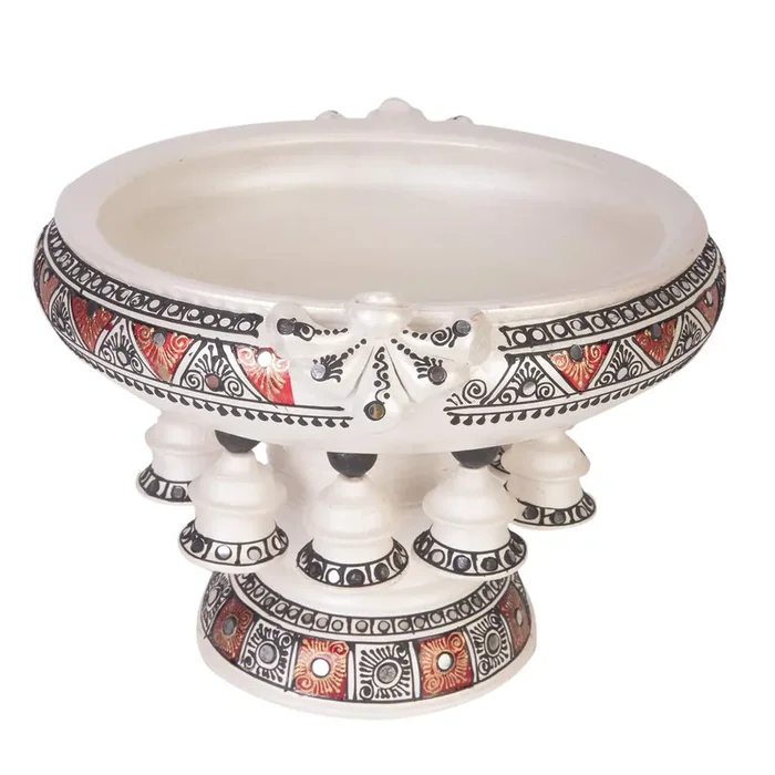 Handmade Terracotta Decorative Flower Pot/Uruli/Urli with Stand (Medium)
