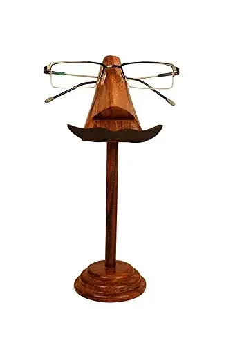 Handmade Wood Nose Shaped Spectacle Stand/Holder with Moustache