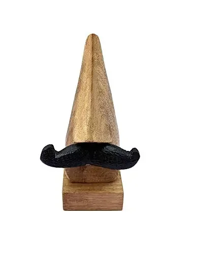Handmade Wood Nose Shaped Spectacle Stand/Holder with Moustache