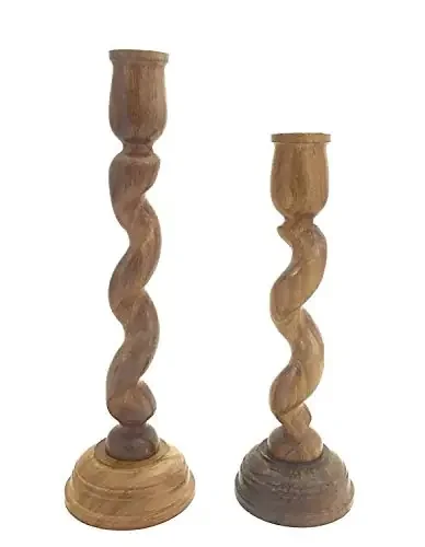 Handmade Wooden Candle HolderSet of 2
