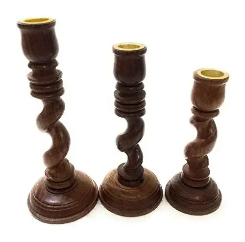 Handmade Wooden Candle HolderSet of 3