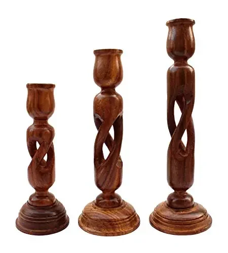 Handmade Wooden Candle HolderSet of 3