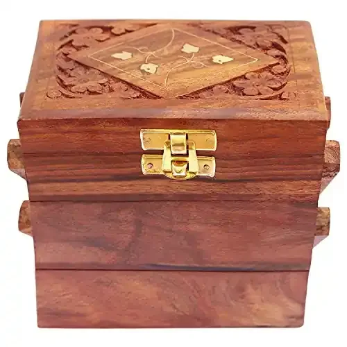 Handmade Wooden Jewellery Box for Women – Wooden Jewellery Storage Box – Jewellery Organisers Box – Storage Boxes for Jewellery – Wood Multipurpose Jewellery Holder Gifts Item Home Decor 5×2.5×5 inches