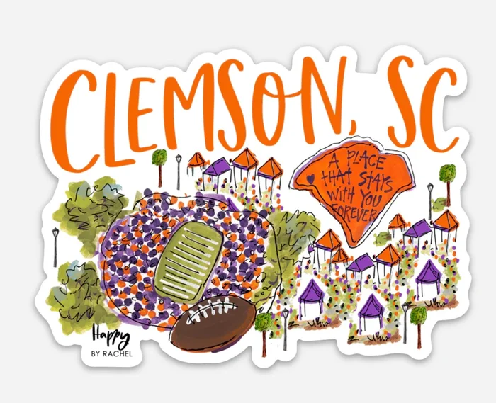 HAPPY BY RACHEL Clemson, SC Sticker