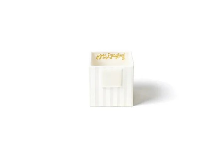 Happy Everything White Stripe Nesting Cube Small