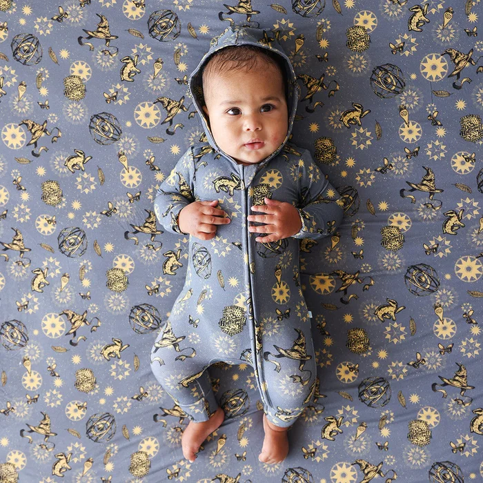 Harry Potter Gray Long Sleeve Hooded Baby Romper | Hufflepuff House
