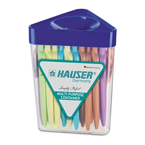 Hauser Billi 0.5mm Ball Pen Jar Pack Retractable Mechanism With Comfortable Grip Smudge Free & Smooth Writing Experience Refillable Blue Ink Pack of 50 Pens