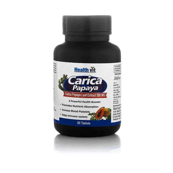Healthvit Carica Papaya Leaf Extract 500 Mg – 60 Tablets