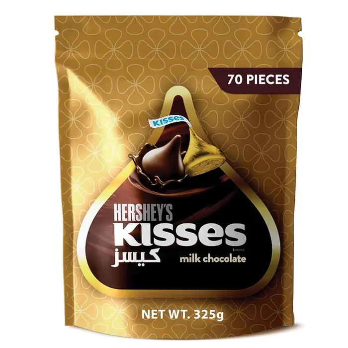 Hershey‘s Kisses, Milk Classic Smooth and Creamy Chocolate Flavour Candy, Each, Individually Wrapped, Perfect for Snacking, & Baking, 70 Pieces, 325 g Pouch (Imported)