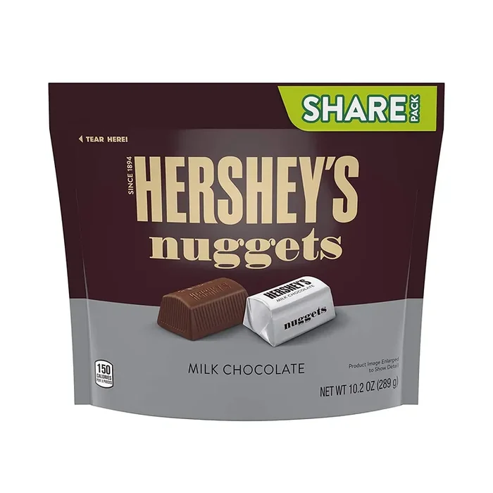 HERSHEY‘s Nuggets Milk Chocolate Packet, 218 Grams, Brown & Red