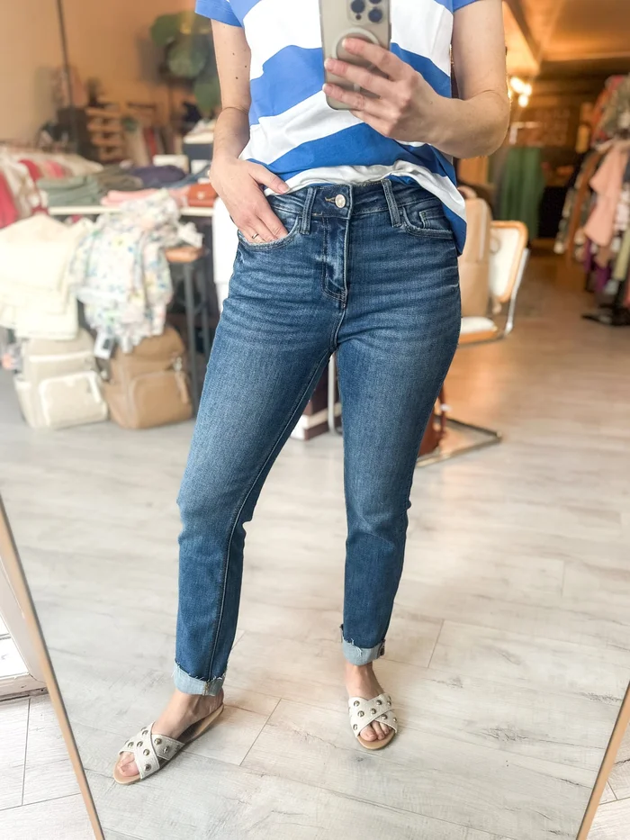 High Rise Slim Straight Denim by Lovervet