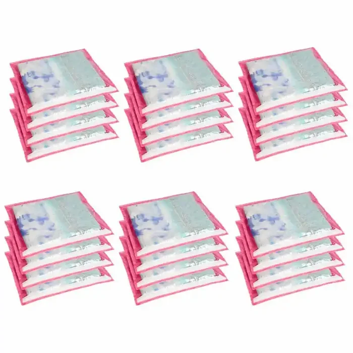 Homestrap Set of 24 Single Saree Cover with zip & Transparent Top Storage Bags/Wardrobe Organiser for Saree Suits and Cloths. (Pink)(Shark Tank Product) Non-woven 42L x 1W x 36H Cm